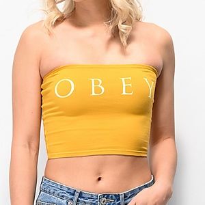 Obey Yellow crop top